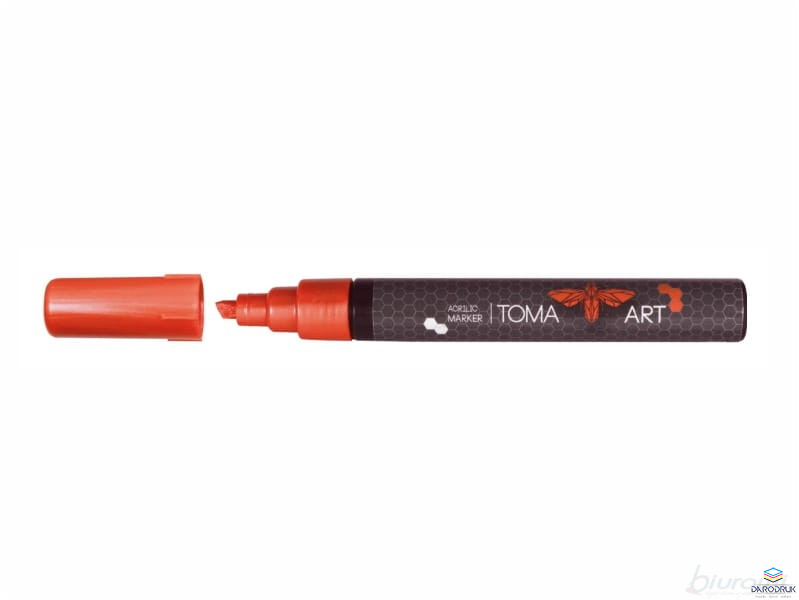 Marker akrylowy, fibrowa końcówka ścięta 2-5mm,  czerwony TO-400 Toma